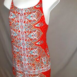 Red Paisley Blouse, Cami, Tank Top * Soft & Breezy * Jewel Neck * Like New * L *